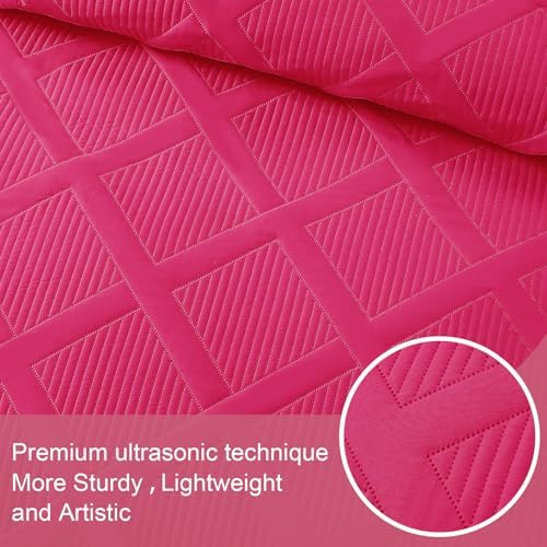 Exclusivo Mezcla 3-Piece California King Size Quilt Bedding Set, Hot Pink - Image 4