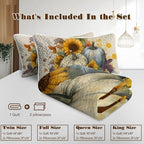 BlessLiving Queen Quilt Watercolor Pumpkin Sunflower Halloween Fall Bedding - Image 6