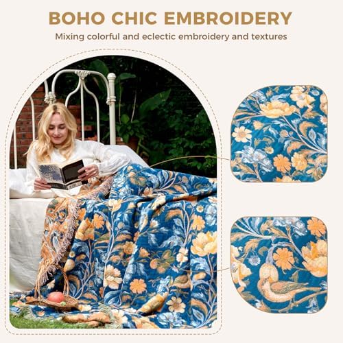 LUTBM Boho Throw Blanket for Bed 60"x80", All Season Cotton Couch Blankets - Image 4