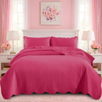 King Quilt Set Bedspread Coverlet Bedding Leaf Hot Pink 106"x96" by IRImperialRooms