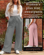 Evervibe 3 Pack Women's Plus Size Wide Leg Pants Baggy Sweatpant - Image 3