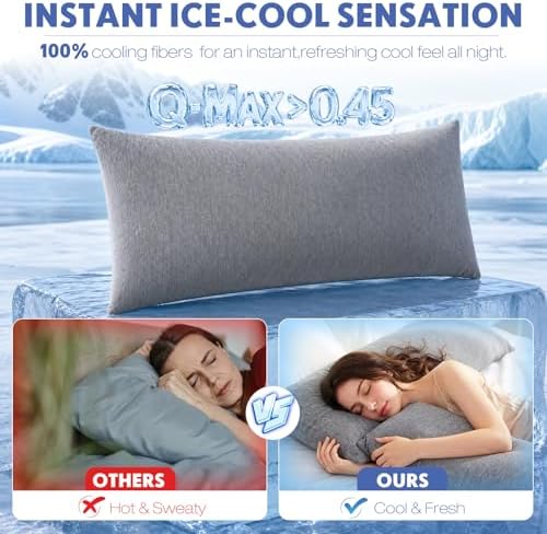 Tudomro 2 Pack Cooling Body Pillow Cases for Hot Sleepers, 20 x 54 Inch Long Cooling Pillow Covers with Hidden Zipper, Soft Breathable Cool to Touch Pillowcases for Night Sweats(Grey) - Image 4