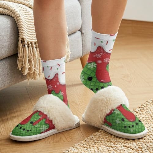 Fuzzy Slippers for Women Washable Cotton Slippers with Crew Socks - Image 4