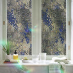 Window Privacy Film Static Cling, Blue Slate Gray Decorative Stained Glass Window Film for Balcony Doors/Full-Length Windows, Geometric Modern Industrial Abstract Art 23.6 x 78.7 Inches - Image 6