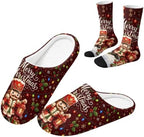 Jeiento Winter Fuzzy Slipper and Crew Socks for Women,Adult Slip-on Close Toe House Slipper,Flat Comfort home Slides by Jeiento