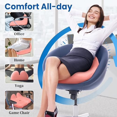 CushZone Ergonomic Seat Cushion, Sciatica Support for Office Chair, Pink - Image 5