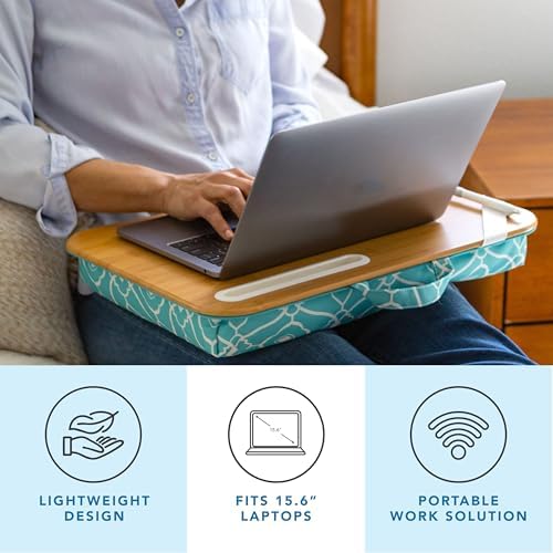 LAPGEAR Designer Lap Desk – Aqua Trellis, Fits 15.6” Laptops - Image 2