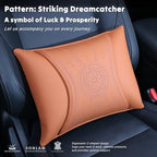 Neck & Back Support Pillow Set for Car & Office Chair - Prosperity & Luck Dreamcatcher - Orthopedic Lumbar & Cervical Pillow for Pain Relief &Posture Correction (Neck & Back Pillows (Cognac Brown)) - Image 3