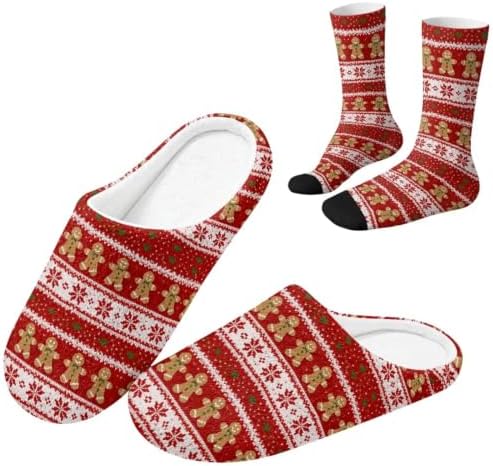 Fuzzy Slipper with Socks for Women Slip On House Slipper and Socks Set Cozy Fuzzy Slippers for Indoor by Baxinh