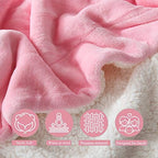 NANPIPER Flannel Blanket Reversible Sherpa Throw Blanket Super Soft Fuzzy Plush Fleece (90"x90",Pink) Queen - Image 4