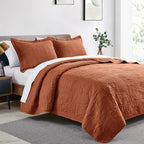 Love's cabin California King Size Quilt Bedding Set Umber Bedspreads - Cal King Summer Lightweight Bedspread Comforter - Coin Pattern Coverlet for All Season - 3 Pieces (1 Quilt, 2 Pillow Shams) - Image 2