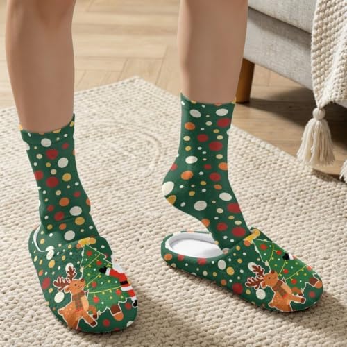 Christmas Slippers for Women Washable House Shoes with Cute Socks - Image 3