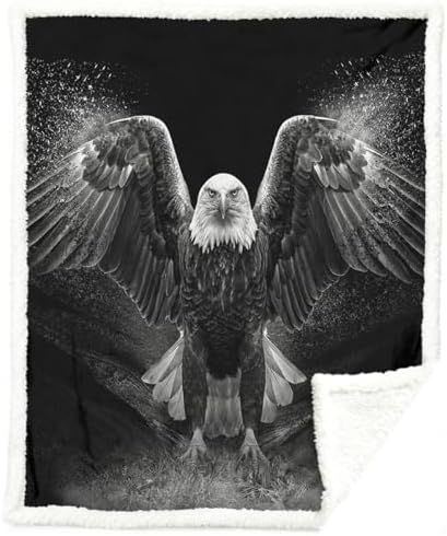 Sleepwish Bald Eagle Sherpa Blanket Powerful Animal Blanket Print Throw by Sleepwish