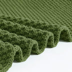 Longhui bedding 100% Cotton Knitted Throw Blanket – Olive Green, Soft & Cozy, Machine Washable, 60"x80" – Perfect for Living Room, Couch, Sofa, Bed or Travel - Image 4