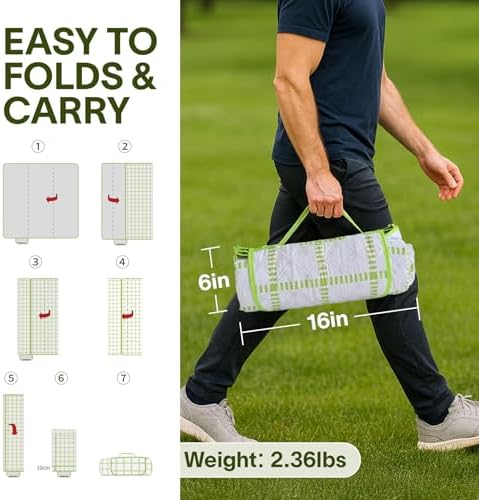 Alvantor® Extra Large Picnic Blanket, 80"x80" Waterproof Outdoor Blanket, Foldable Camping Blanket with Hook & Loop Straps, Portable for Beach, Park, Travel, Sandproof, Soft & Durable,Green - Image 5