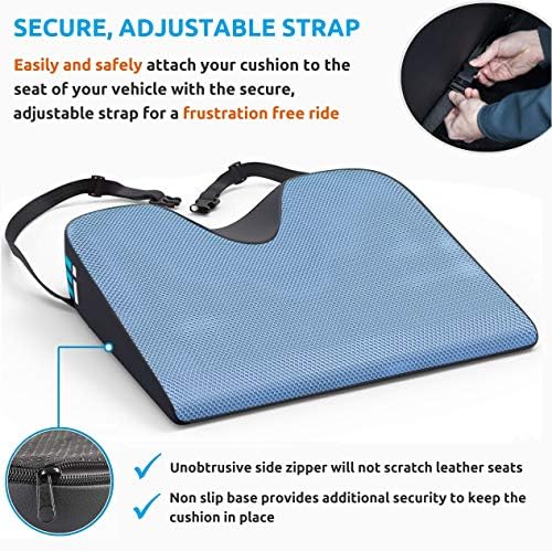 Memory Foam Car Seat Cushion for Driving - Ergonomic Wedge Cushion for Back Pain, Sciatica Relief - Non-Slip Truck Seat Pad for Long Sitting - Office Chair Support 17.5 x 15 x 3.5 (Pack of 2) - Image 6