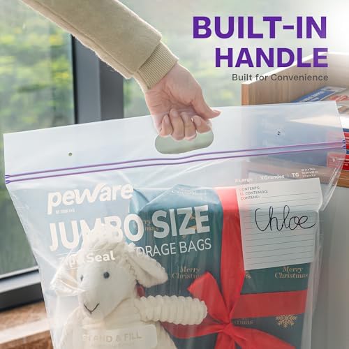 10 Gallon Extra Large Storage Bags with Handle, Jumbo Zip Seal Lock Bag - Image 3