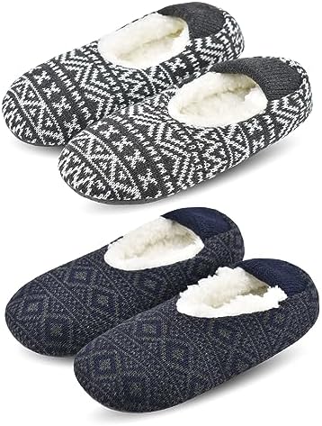 Men Fuzzy Slipper Socks Non-Slip Grippers Soft Sole House Slippers by VAGUKU