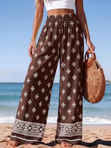 PRETTYGARDEN Womens Pants Elastic Waist Striped Lightweight Palazzo Pant - Image 2