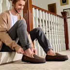 HomeTop Men's Moccasin Slippers Memory Foam Warm Fleece Indoor Outdoor - Image 2