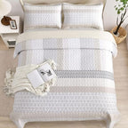 WONGS BEDDING Twin Quilt Bedding Set 2 Piece, Beige - Image 4