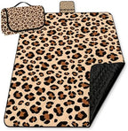 WFSM Leopard Print Picnic Mat 80x60 Inch, Leopard Print for Women, Cheetah Outdoor Play Mat for Adults and Toddlers Waterproof Sandproof Beach Blanket Travel Camping Rug by WFSM