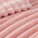 Exclusivo Mezcla Striped Queen Size Fleece Blanket for Bed, Pink - Image 4
