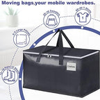 StorageRight Heavy Duty Moving Boxes-Moving Bags with Zipper, Reinforced Handles and Tag Pocket-Collapsible Moving Supplies-Totes for Storage Great for moving, Storage and Travel 93L(Gray-10 Pack) - Image 4