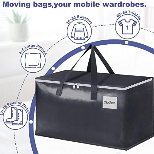 StorageRight Heavy Duty Moving Boxes-Moving Bags with Zipper, Reinforced Handles and Tag Pocket-Collapsible Moving Supplies-Totes for Storage Great for moving, Storage and Travel 93L(Gray-10 Pack) - Image 4