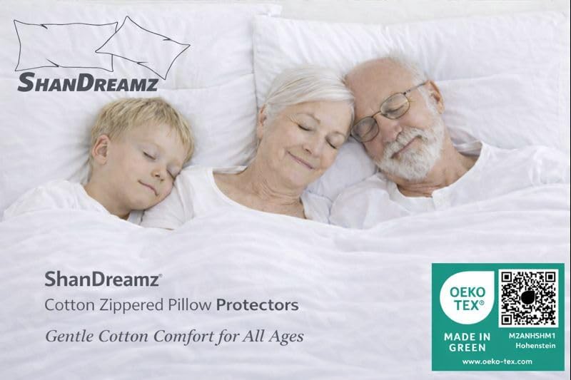 Zippered Cotton Pillow Protectors – 100% Breathable Percale, Non-Quilted Pillow Encasements, Dust & Allergen Barrier, Machine Washable – Standard 20×26, 8 Pack - Image 2