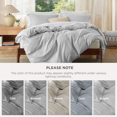 Bedsure Duvet Cover King Size, 3Pcs Double Brushed Bedding Set, Silver Grey - Image 6