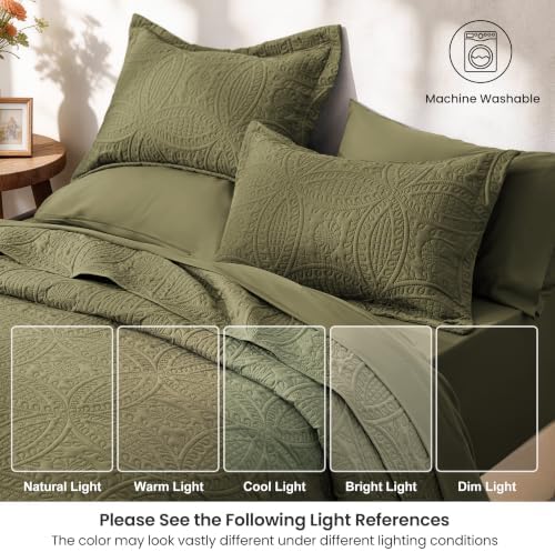 Love's cabin Quilts for Queen Bedspreads, 7 Pieces Bed in a Bag, Green - Image 6