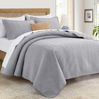 IR Imperial Rooms Twin Quilt Bedding Set Grey Bedspread Wave - Image 3