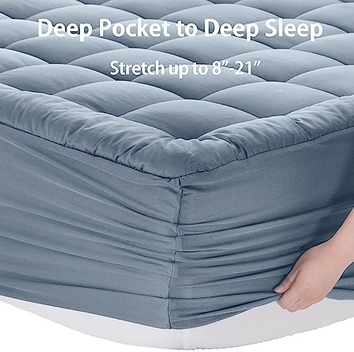 EASELAND Queen Size Mattress Pad Pillow Top Mattress Topper Cotton Top - Image 5