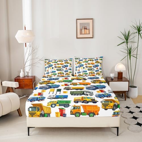 Erosebridal Cute Garbage Truck Sheets for Boys Girls Garbage Trucks Fitted Sheet,Equipment Trucks Kids Bedding Sets Rubbish Vehicles Bed Sets Twin 2 Piece - Image 4