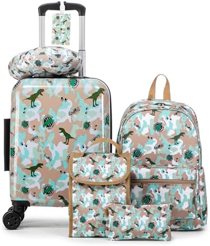 16’’ Kid’s Luggage Set with Spinner Wheels, Hardside with Suitcases,6 Piece by Rosamo