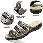 Women's Comfort Leather Slides Lightweight Flat Sandals Cute Slip On Casual Walking Slippers - Image 6
