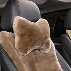 Fluffy Car Headrest Pillow Furry Long Wool Lumbar Auto Head Neck Support Pillow Cushion Natural Luxury Fur Warm Soft Comfort Winter by MLOVESIE