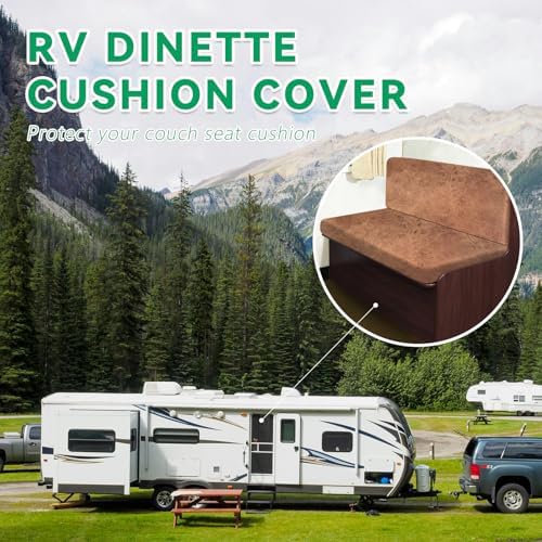 molasofa Leather Like RV Dinette Cushion Covers, RV Booth Seat Cover Stretchable Camper Cushion Couch Covers Washable Slipcovers for RV Camper Car Bench (2 Bench Cover & 2 Backrest Cover, Brown-06) - Image 3