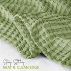 Utopia Bedding 100% Cotton Waffle Blanket Queen Size Sage Green, 90x90 Inch - Image 3