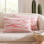 Bedorm Faux Fur Pillowcases Set of 2 Queen Size Plush Fluffy Pillow Cover Ivory and Pink, Zipper Closure - Image 7