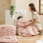 Bedsure 2-in-1 Comforter Set with Detachable Fleece Blanket, Pink Queen - Image 7