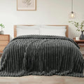 Exclusivo Mezcla Striped California King Fleece Bed Blanket, Grey by ExclusivoMezcla