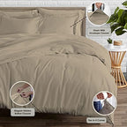 Pizuna 100% Cotton King Duvet Cover Set 600 Thread Count, Simply Taupe - Image 4