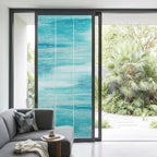 Window Privacy Film Frosted, Turquoise Ombre Non-Adhesive Static Cling Window Tint, Modern Minimalist Abstract Aesthetic Insulated Windows Frosted Films for Living Room, 35.4 x 78.7 Inches - Image 2