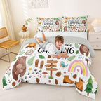 Erosebridal Cute Camping Theme Full Bedding Set for Kids, RV Camper Travel Trailer Bed Comforter Sets for Girls Boys Teen, Forest Themed Bear Quilt Duvet Set, Camping Lovers Gifts Room Decor - Image 6