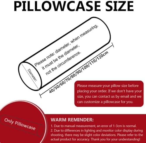 Neck Roll Pillow Case Cover Only - Cervical Pillowcovers with Zipper Cylinder Soft Bolster Pillowcases for Cylindrical Cushion(23,2pcs:120x20cm/47x8) - Image 4