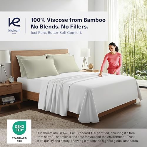 Kickoff Viscose Bamboo Pillowcase, King, Set of 2, 100% Organic Hidden Zippered Viscose Bamboo Pillow Case King Size, Cooling Pillow Cover for Hot Sleepers (20"x40", Soft Sage) - Image 2
