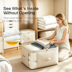 Comforter Storage Bag, Large Capacity Blanket Storage Bags 2-Layer Ultra Space Saving Self Compression Organizer, Heavy Duty Space Saver Organizer for Bedding, Clothes, Blanket, 6-Pack, Beige - Image 6