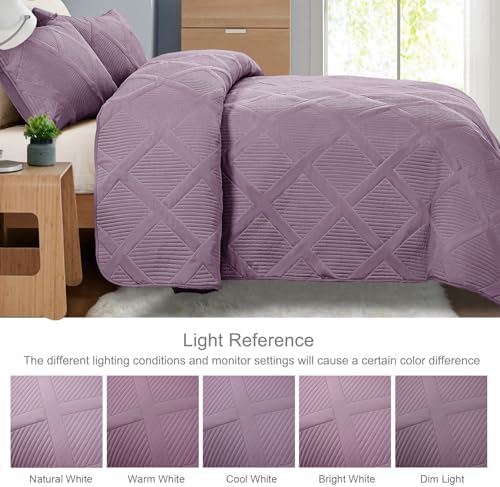 Exclusivo Mezcla 3-Piece Soft Quilt King Size Bedding Set, Dusty Lavender - Image 5